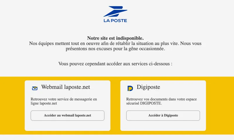 A screenshot of La Poste's website.