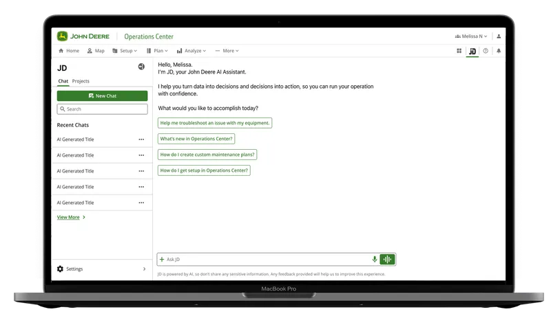 “John Deere” fermer məlumatları ilə işləyən “JD” AI köməkçisini sınaqdan keçirir