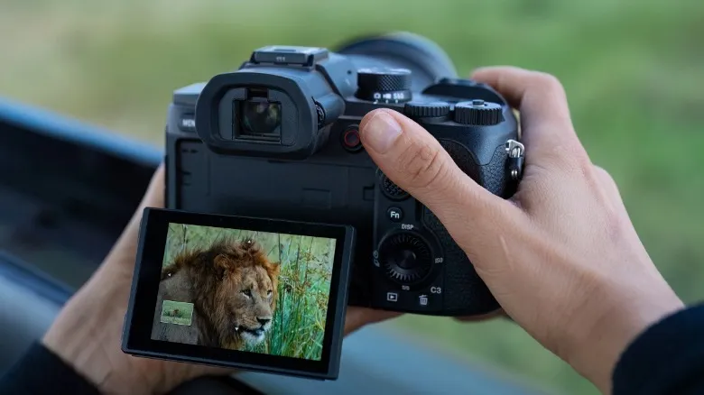 Sony RX10 V camera shown with the screen tilted out