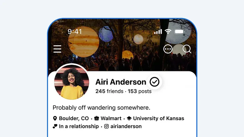 Facebook Verified badge on a user profile.