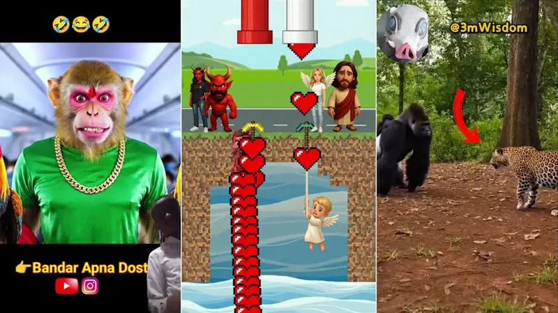 collage of ai-generated slop from YouTube shorts