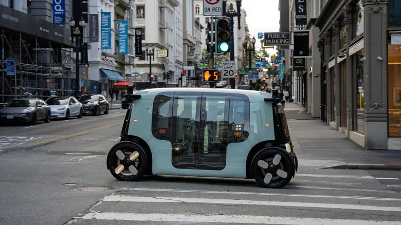 A robotaxi on the street.
