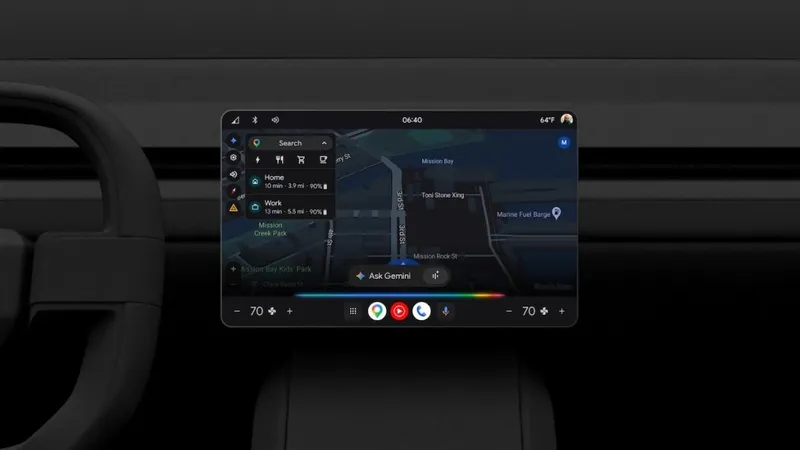 Google Gemini screen in a car
