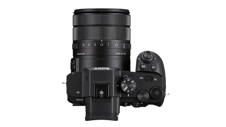 Sony RX10 V superzoom camera shown from the top