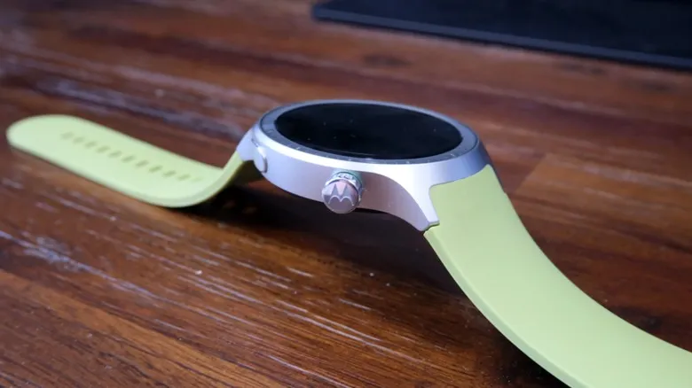 The side of a Motorola Moto Watch.