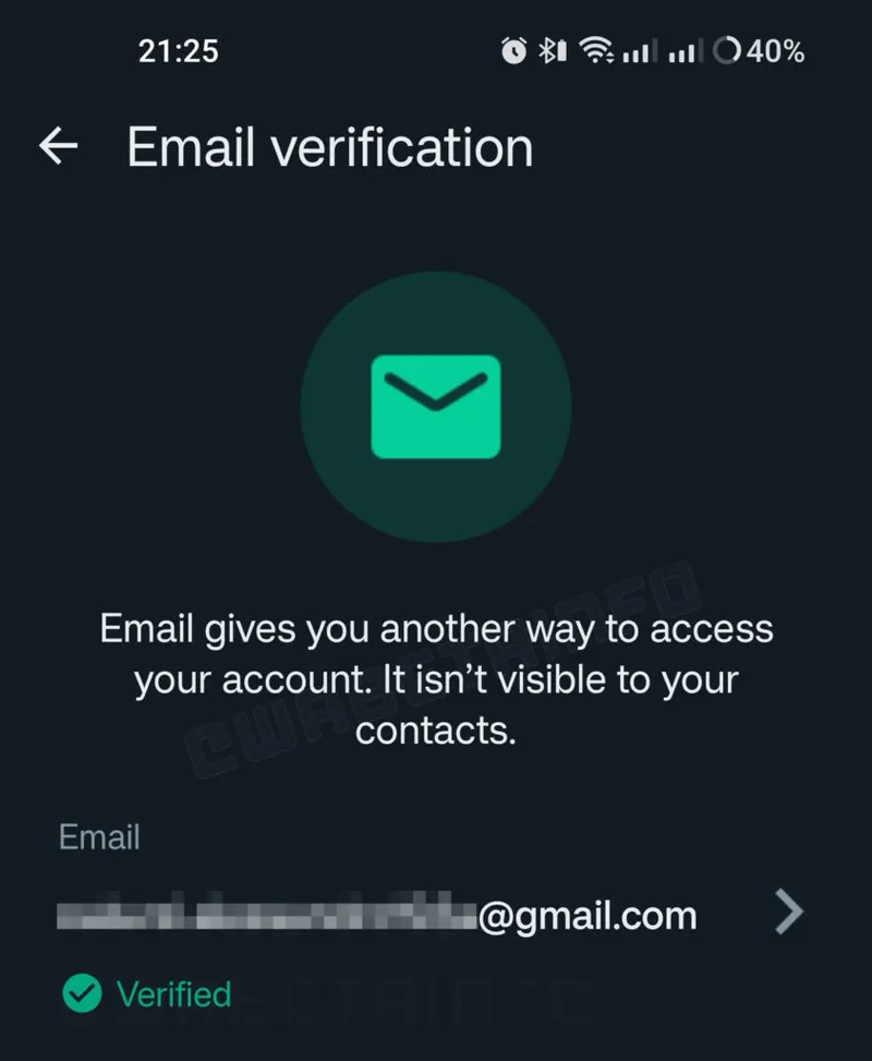WhatsApp e-poçt təsdiqləyə
