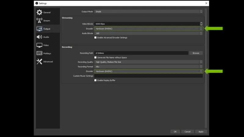 NVIDIA və OBS parametr