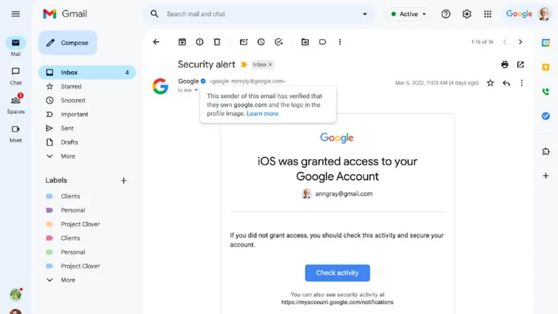 Gmail mavi işarə