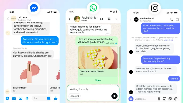 Meta's business agents on Messenger, WhatsApp and Instagram.