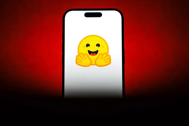 In this photo illustration, Hugging Face logo is displayed on a mobile phone screen in Ankara, Turkiye.